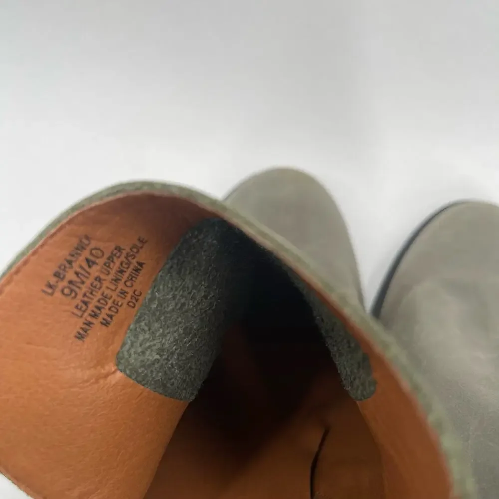 Lucky Brand Boots Size 9 Women's Branndi Bootie Ankle Leather Green/Taupe Heel
